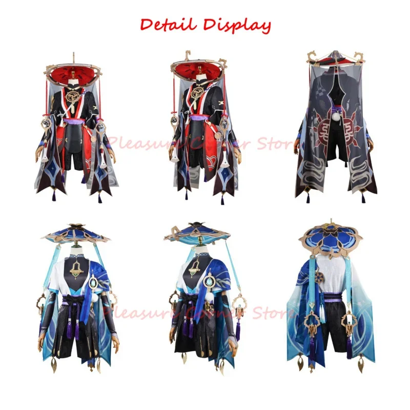 Genshin Impact Wanderer Cosplay Costume Wig Scaramouche Cosplay Costume Genshin Impact Costume Wig Full Set Without Cap Q