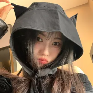 Jilbab Tanduk Setan Kecil Gaya Korea Topi Tali Warna Solid Cepat Kering Topi Matahari Topi Tabir Surya Topi Beanie Olahraga 8 topi tanduk setan penjualan terbaik - №