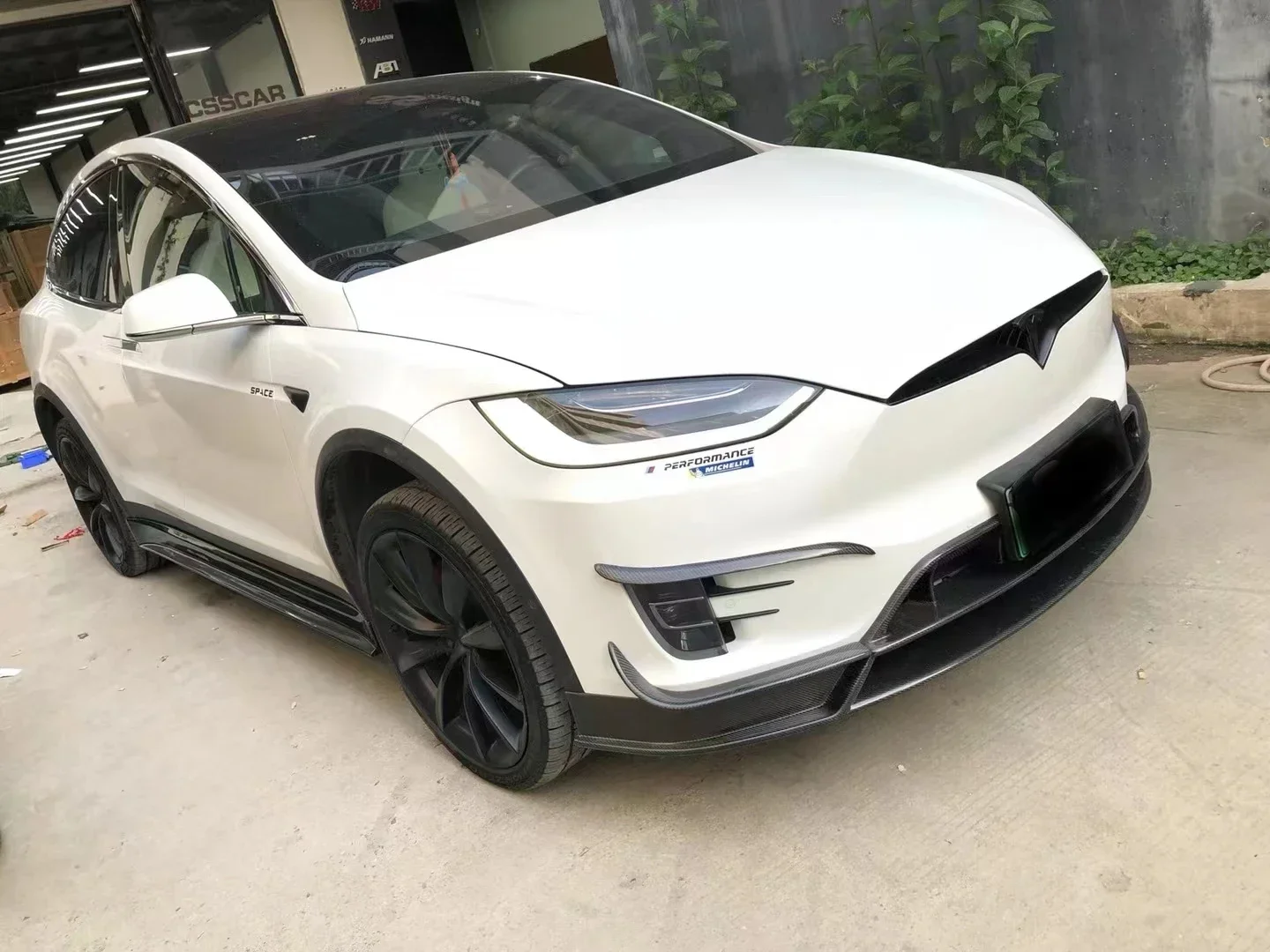 Carbon Fiber Revozport Style Front Lip Rear Diffuser Side Skirts Spoiler Wing Car Bodykit For Model X