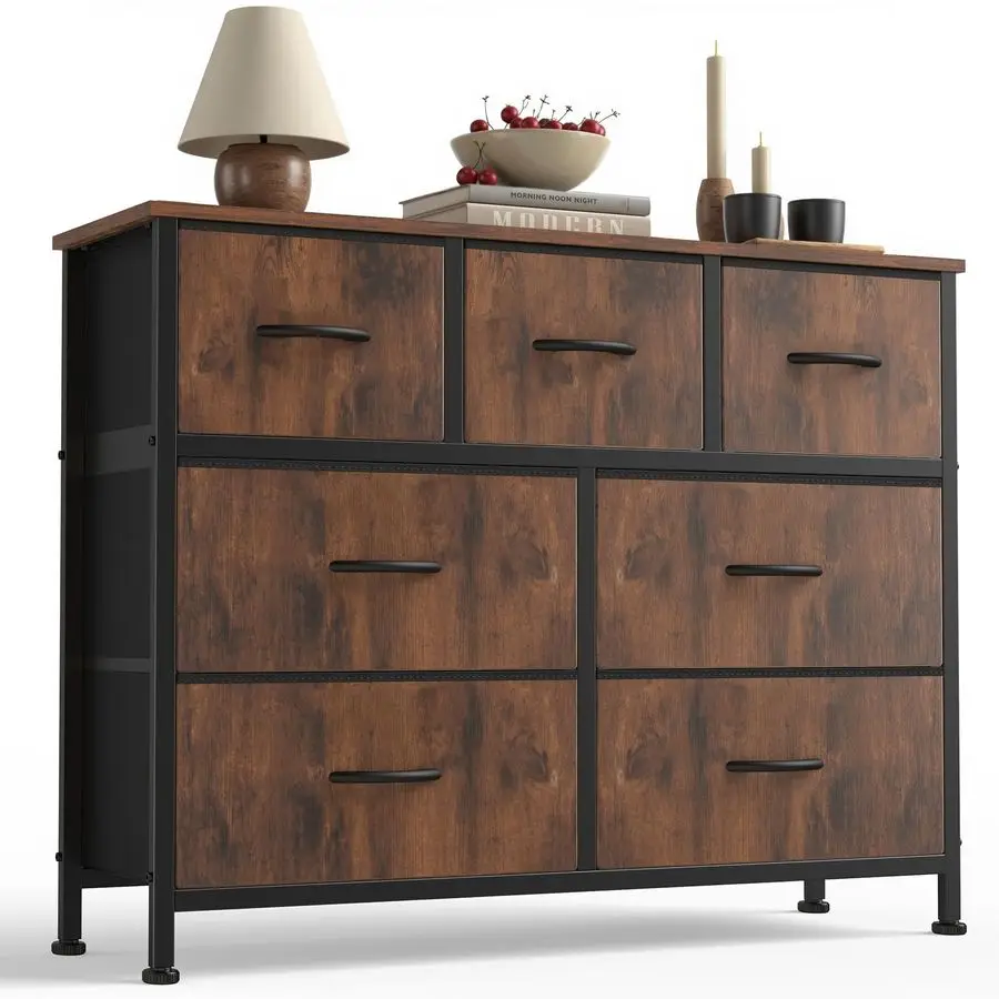 

7 Drawer Dresser with Fabric Bins Fabric Storage Tower Organizer for Bedroom Closet Hallway Entryway Tall Chest of Drawers with