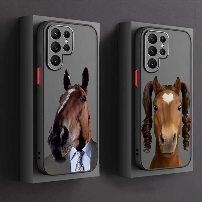 

Abstract Horse Anime Phone Case For Samsung Galaxy S25 S24 S23 S22 S21 S20 S10 S9 Ultra Plus FE 5G Frosted Translucent