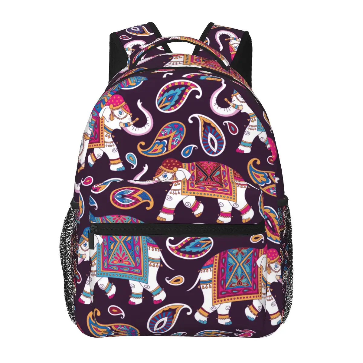 

Backpack Casual Travel Bag Boho Elephant With Floral Texture School Bag Fashion Shoulder Bag For Teenage Girl Bagpack