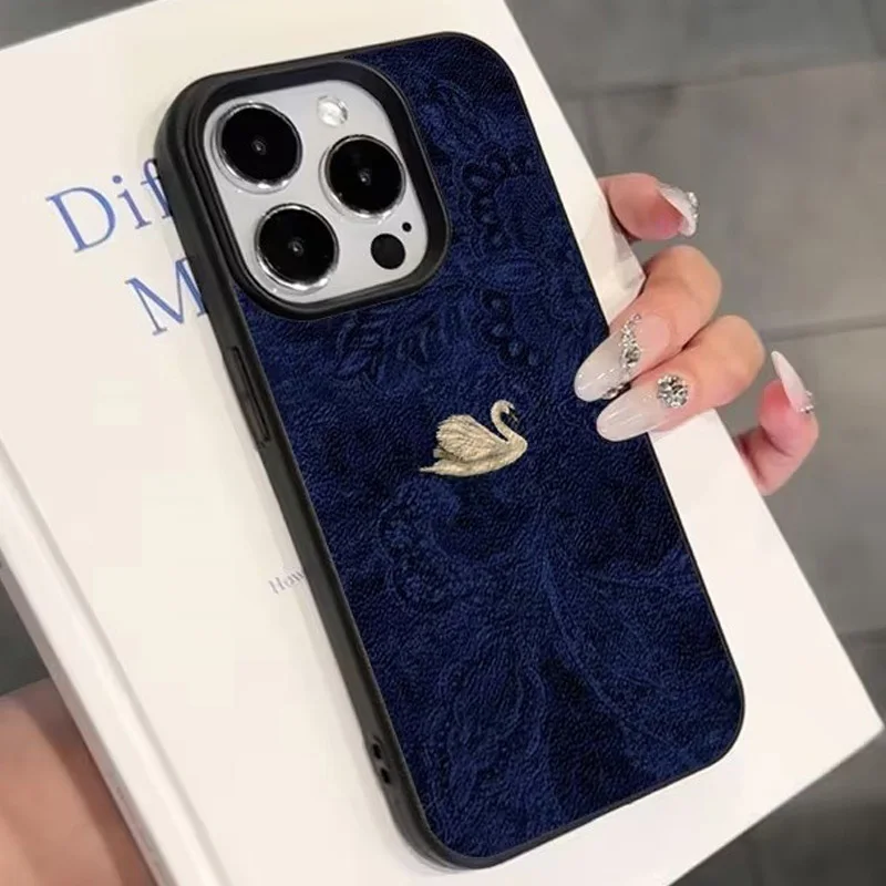 Coque de téléphone souple en silicone avec motif élégant de cygne blanc pour iPhone 18 17 16 Pro Max 15 14 13 12 11 Pro 15 Plus 17 Air