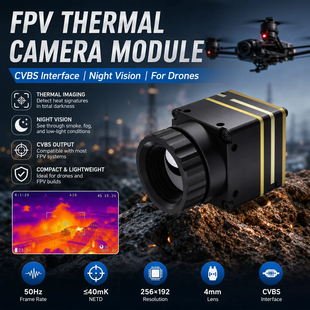 FPV Wärmebildkamera-Modul mit CVBS-Schnittstelle für Drohnen, Outdoor-Nachtsicht, Thermografischer Kern