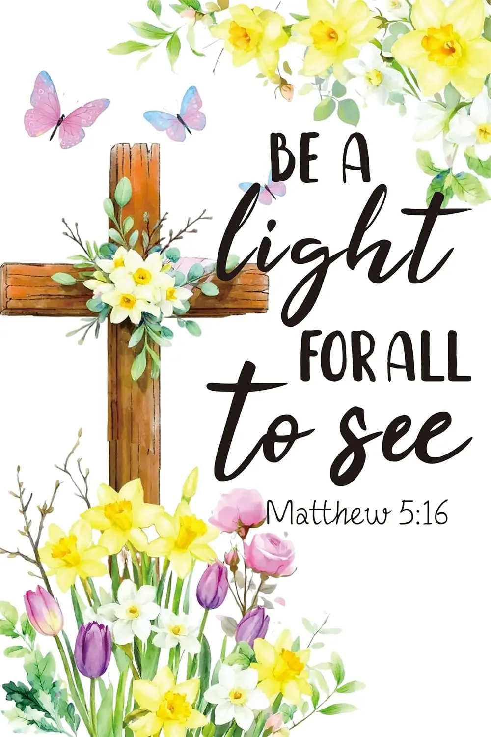 Christian Garden Flag 12x18 Inch Double Sided, Matthew 5:16 Cross Yard Flag for Outdoor Decor, Be A Light For All To See Bib MMZ