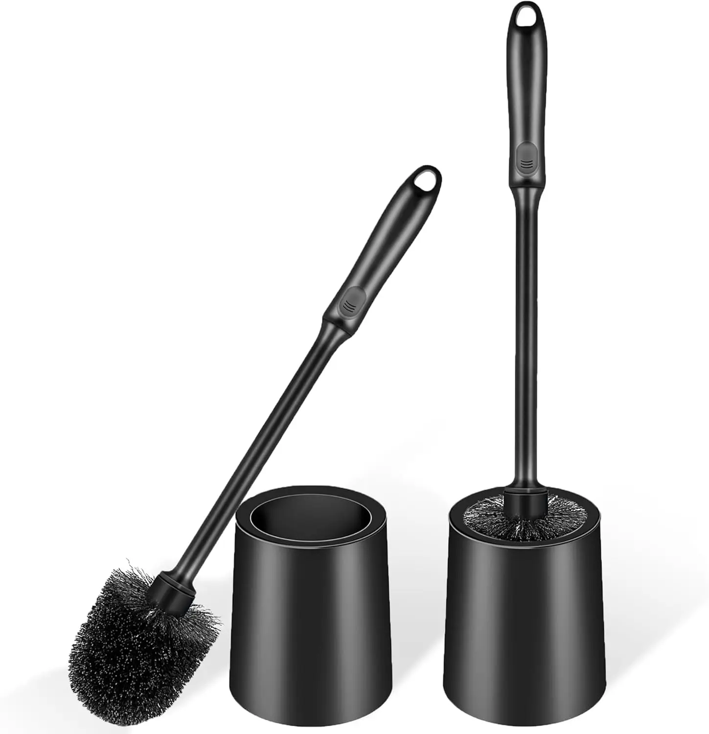

2-Pack Long Handle Toilet Brush Set with Non-Slip Grip for Deep Bathroom Cleaning - Black