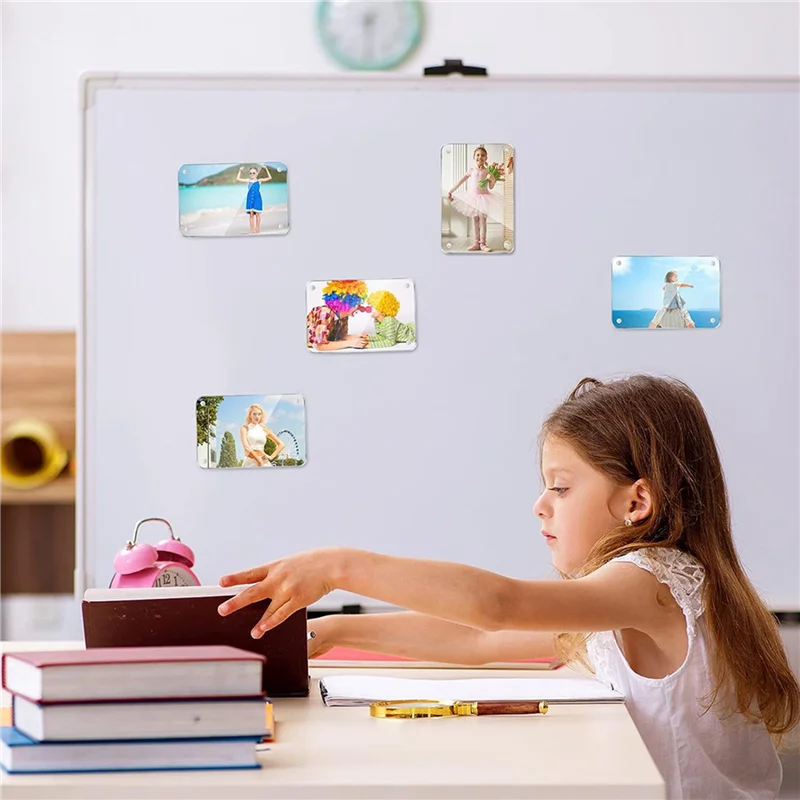 JFB 36 Pcs Acrylic Fridge Magnetic Frame , Mini Double Sided Refrigerator Magnet Picture Frame Clear Frameless Display Frame
