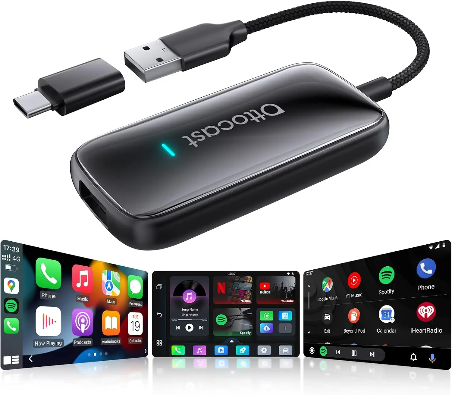 ottocast-play2video-ultra-ai-box-wireless-carplay-android-auto-adattatore-costruito-nel-youtube-netflix-per-vw-benz-ford-99-di-auto