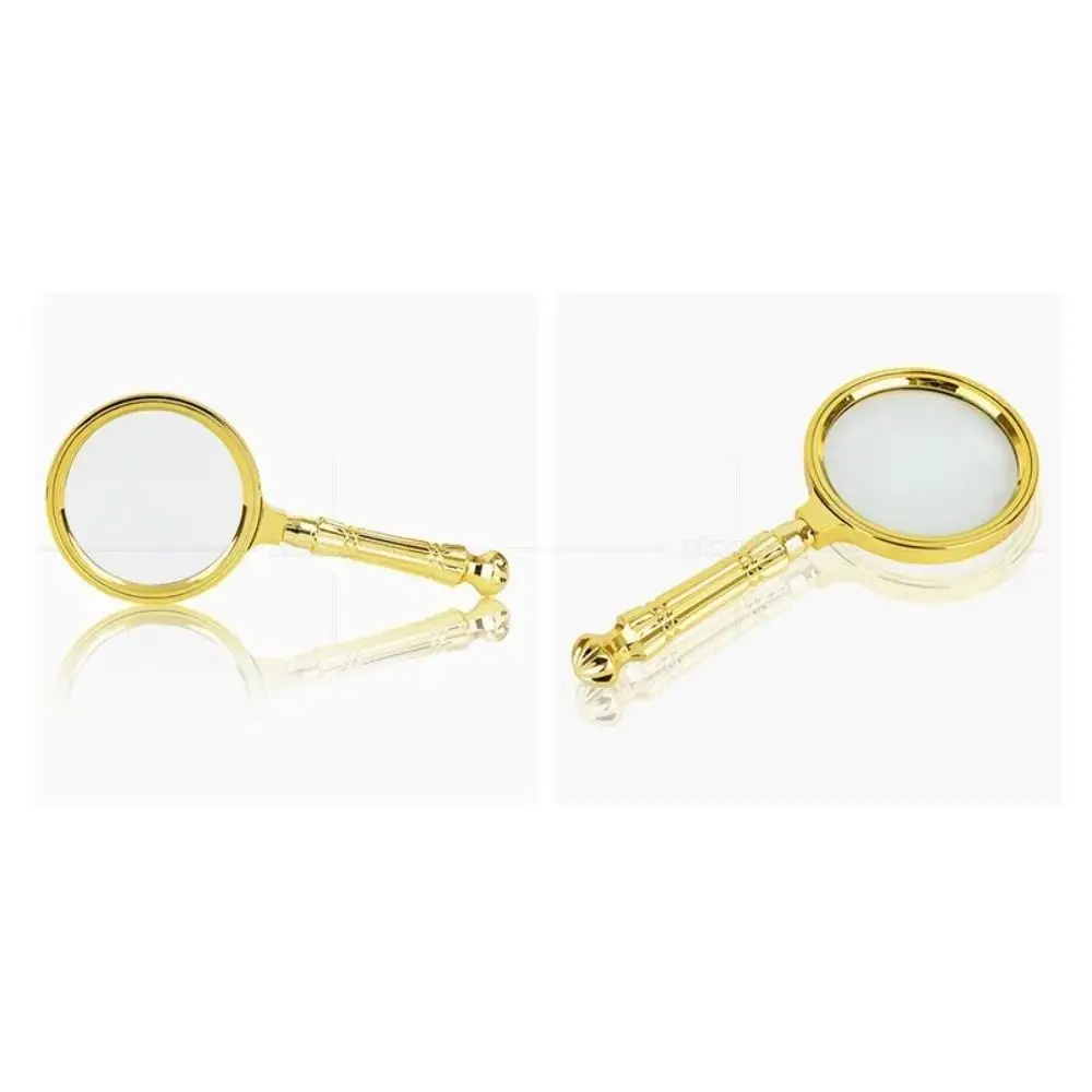 Plastic Magnifying Glass Glass Lens Gold Loupe Magnifier High Definition Handheld Delicate Pattern Handle Newspaper Reading