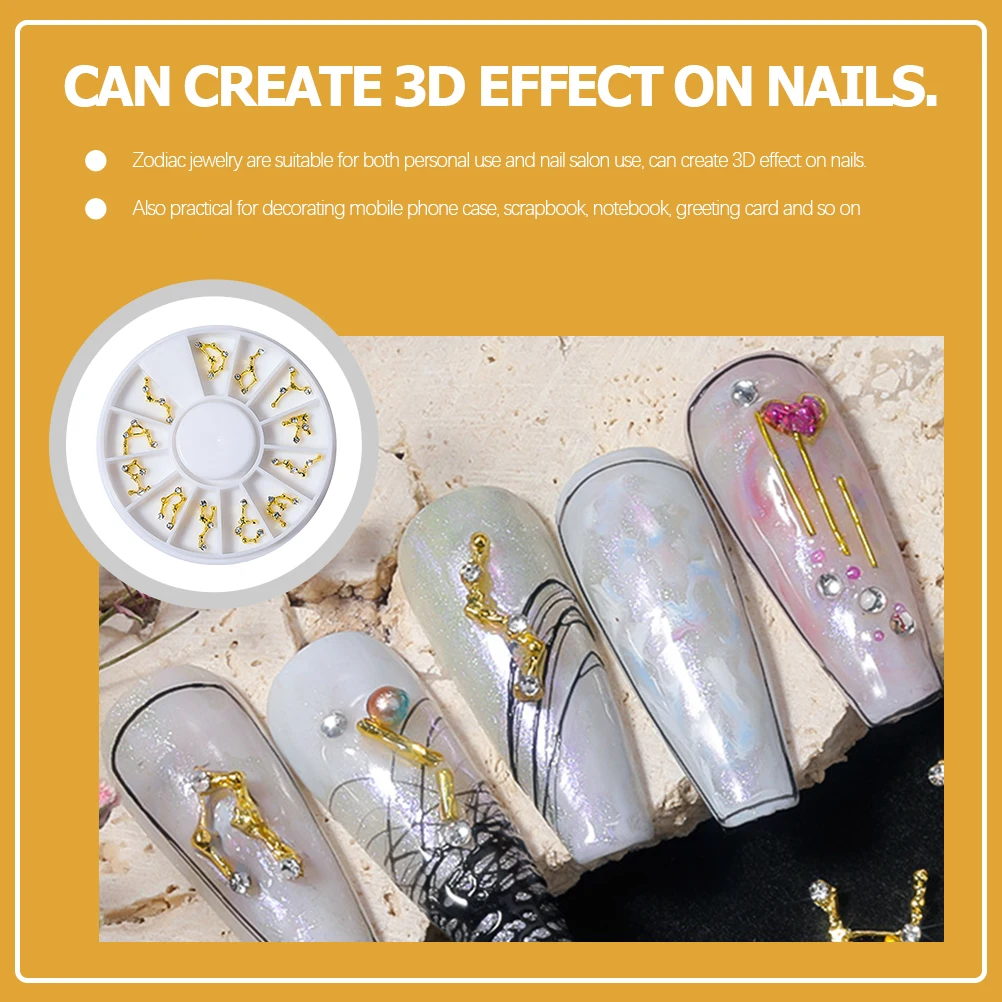 

3 Boxes Alloy Rhinestone Nail Art Tips 3D Zodiac Charms for Acrylic Nails Decorations Mobile Phone Case Scrapbook Jewelry