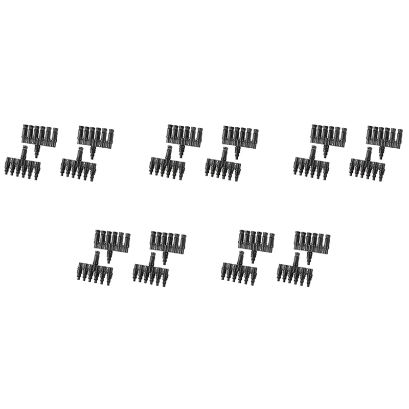 

10 Pair 6 To 1 T Branch Connector Solar Panel Connectors Cable Splitter Coupler Solar Cable Connectors For RV