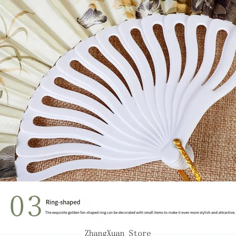 Klappbarer Handfächer aus Kunststoff zur Raumpräsentation mit Blumenmuster 3XUF – Detail 3