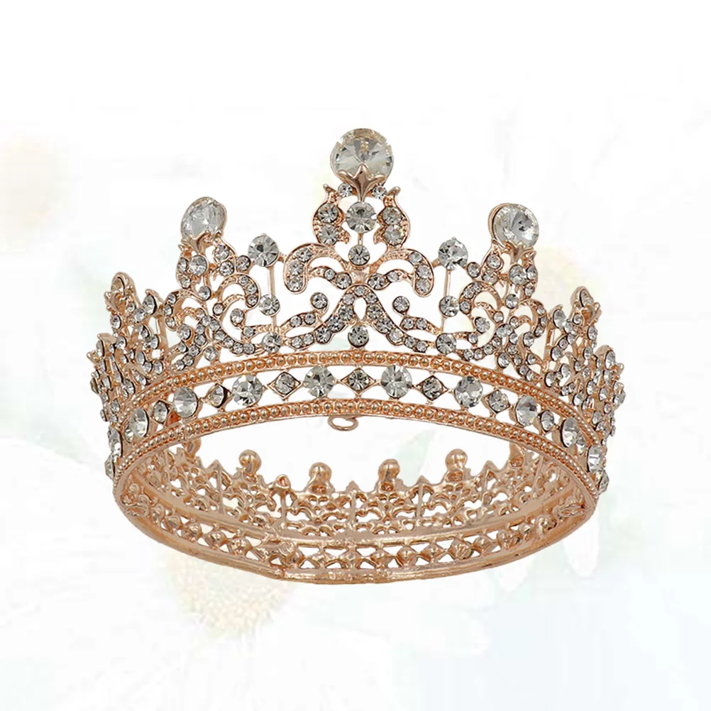 Rhinestone Hair Crown Baroque Crystal Tiara Bridal Headdress Lightweight Alloy Wedding Party Accessory for Bride Women