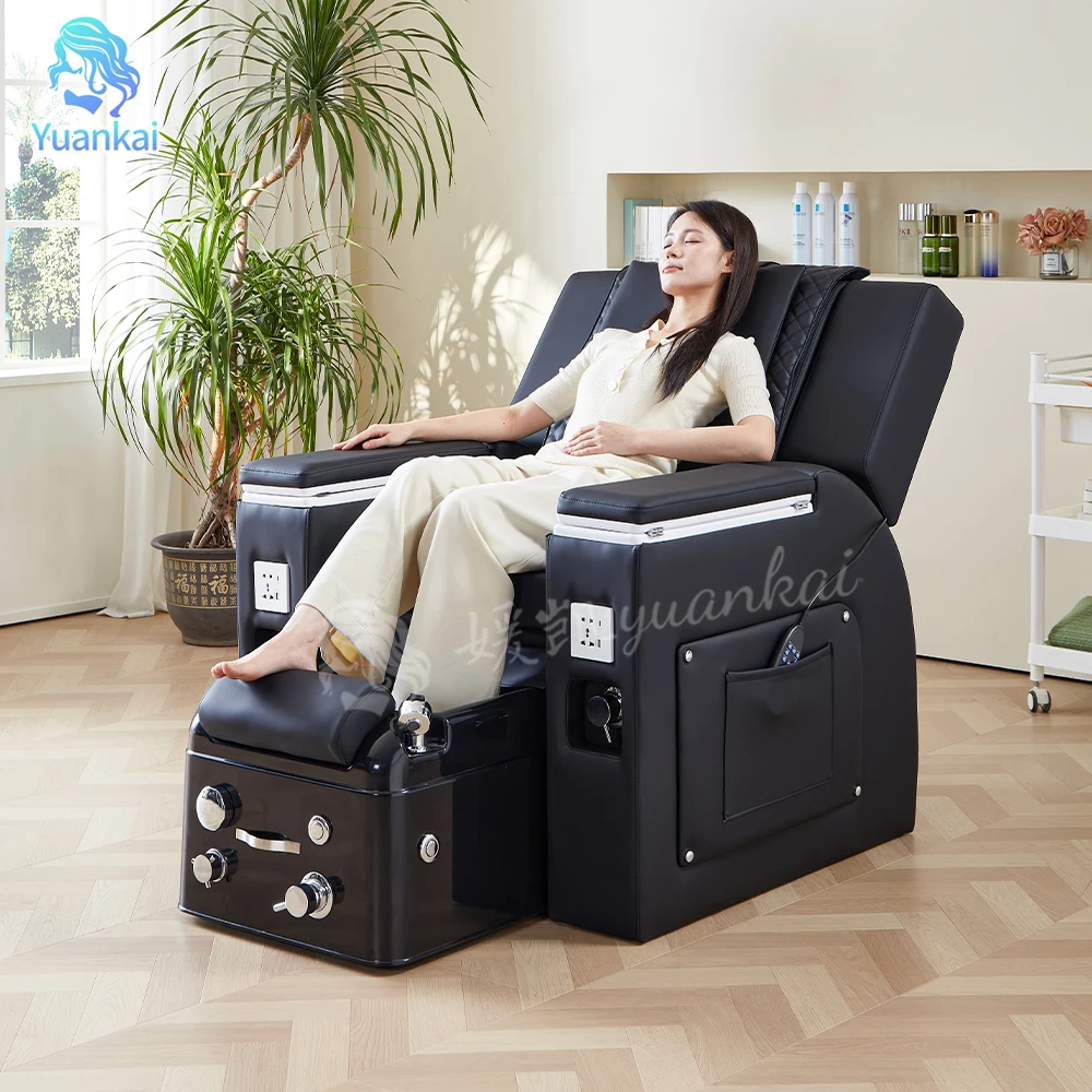 Coolfull  Custom Nail Salon Black Professional Foot Spa Bath Chair Electric Massage Chair Reclining Manicure Pedicure Chair