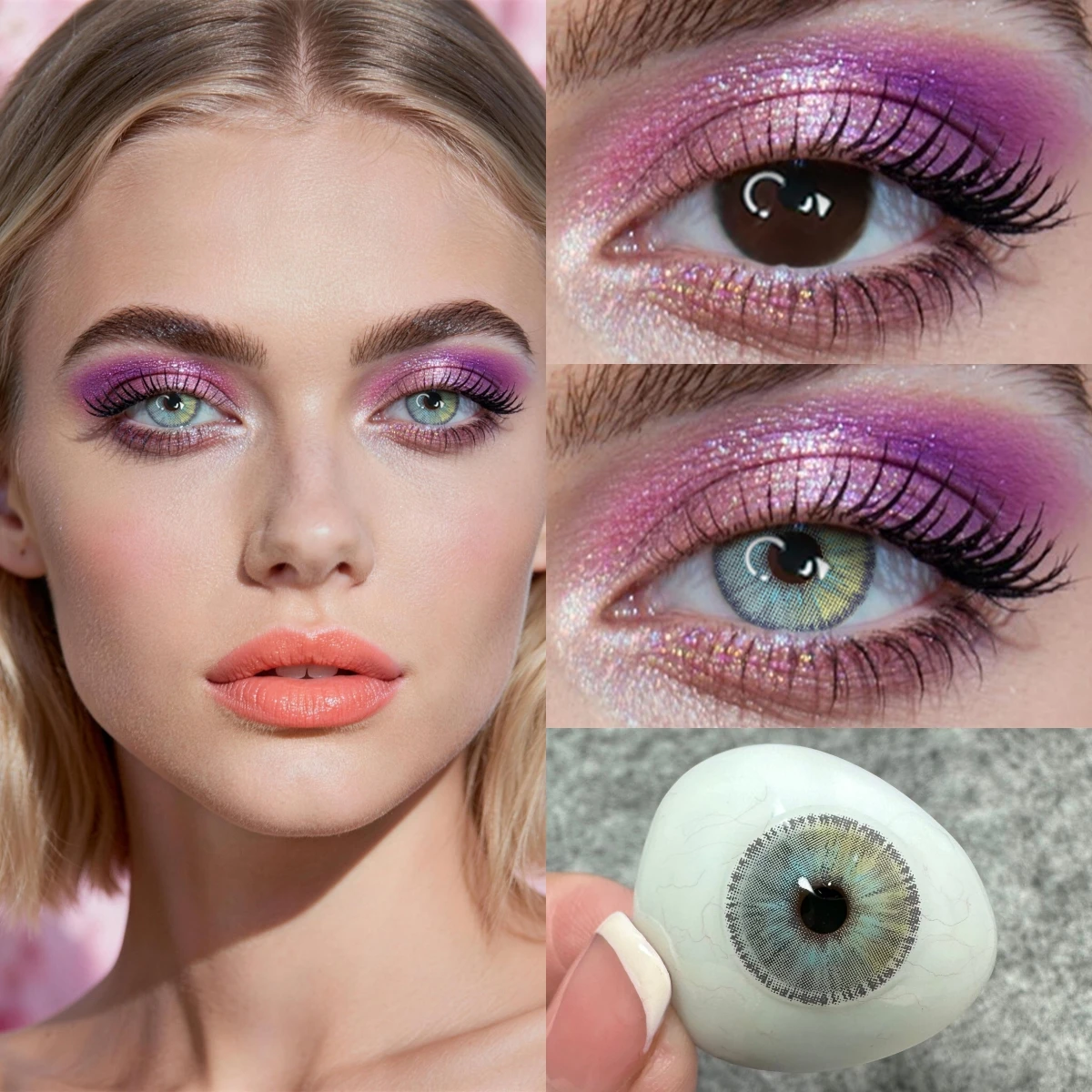 Lentes de Contacto de Color con Prescripción VISUASHOW, Graduación de -1.00 a -8.00, Lentes Urban Layer Natural Eye Beauty para Mujer, Maquillaje Diario