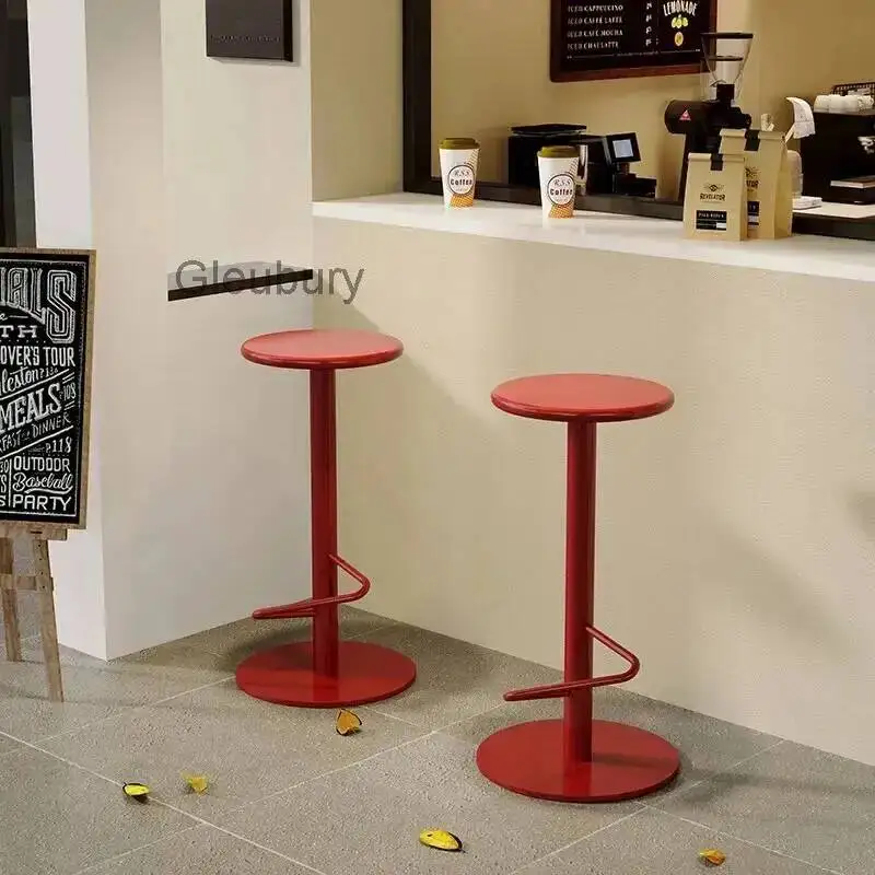 modern Colorful Outdoor Door Bar Chair High Stool Iron Home Simple Island Table Coffee Shop Bar Front Desk Furniture