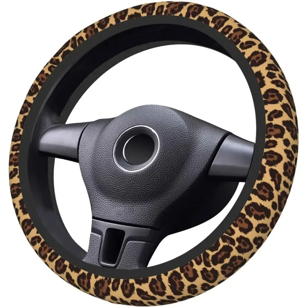 Coprivolante con stampa leopardata coprivolante universale in Neoprene da 15 pollici per auto per donna uomo image 4