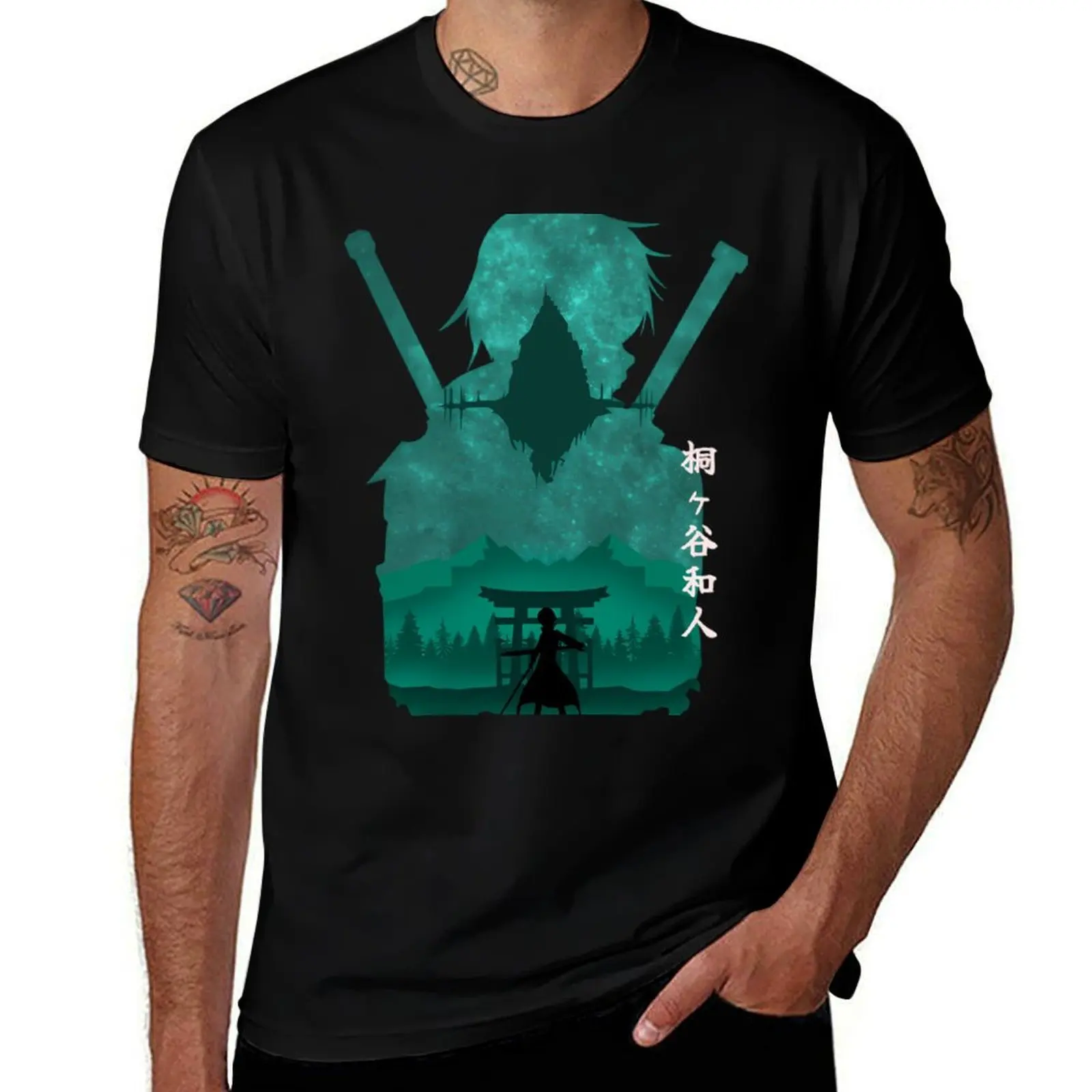 Anime Space Kirito Sword T-Shirt Simple Casual Short Sleeve Tee T-Shirt