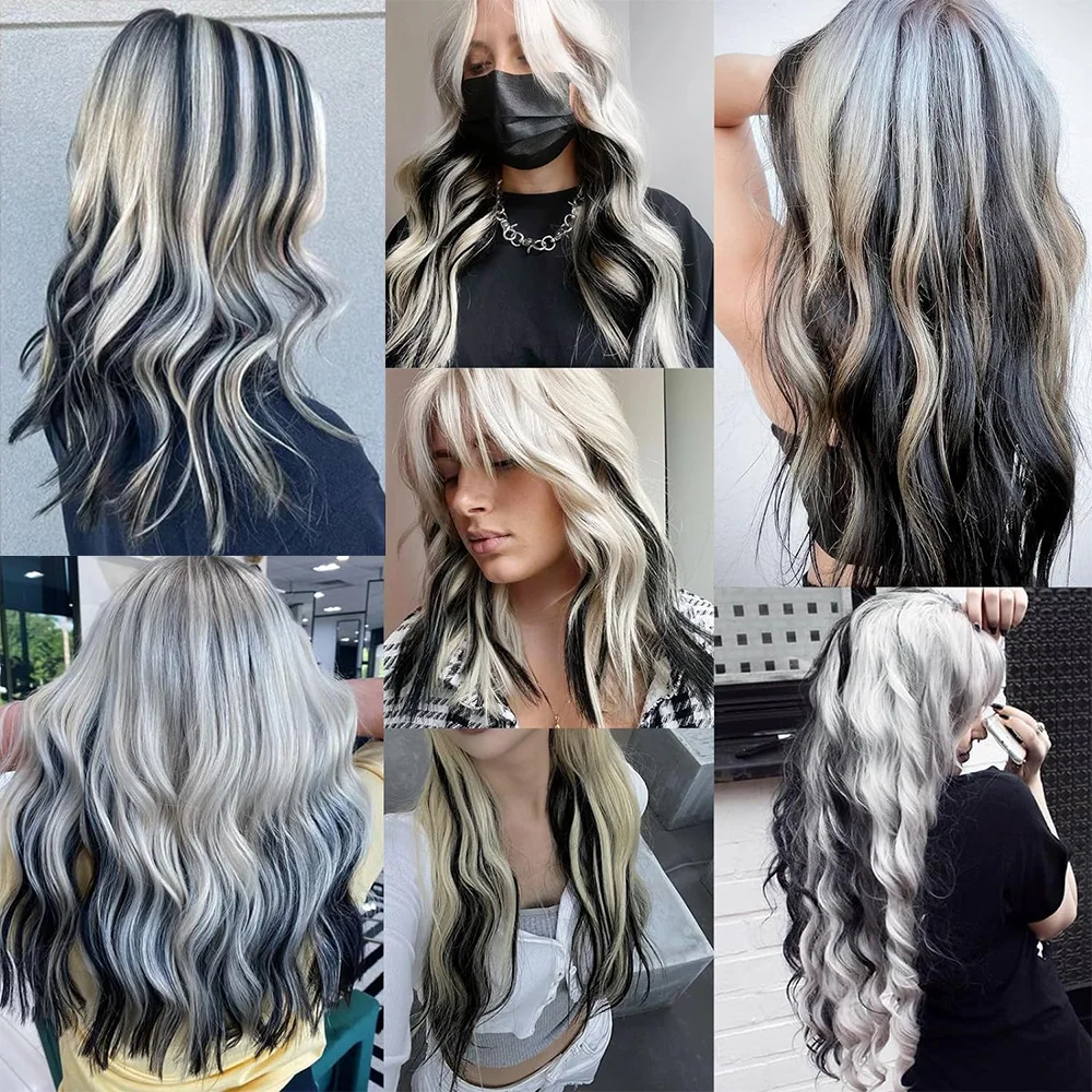 10Pieces 22 inch Colored Hair Extensions, Multi-colors Party Highlights Clip in Synthetic Hair Extensions