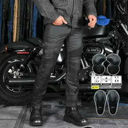 2024New Protective Pants for with 4 x CE Armor Stretch Motocross Riding Jeans Coated Waterproof Slim Fit Motorcycle Racing Jeans