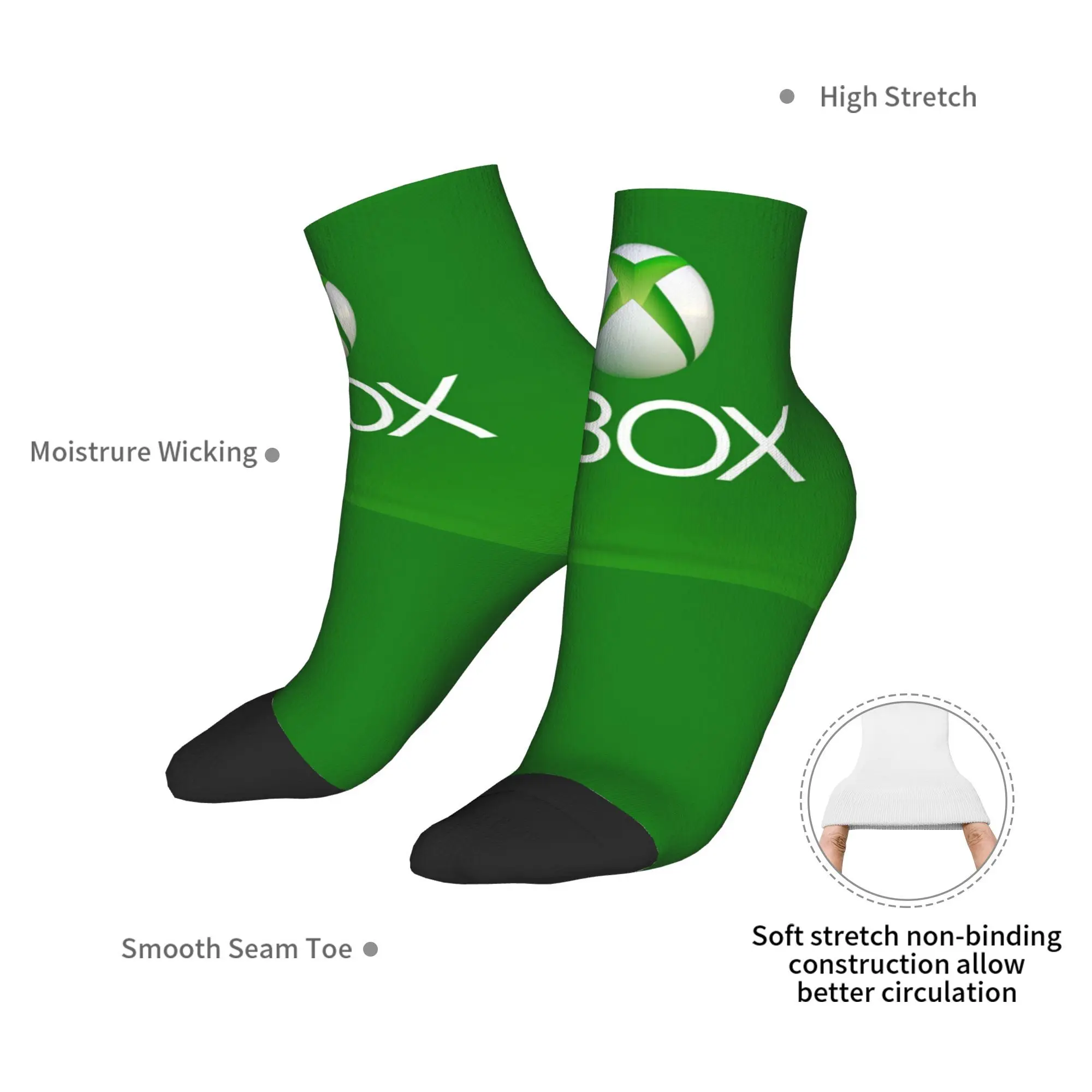 جميع المواسم الأخضر شعار Xbox الجوارب Harajuku عالية الجودة طاقم الجوارب جوارب عادية للرجال النساء الهدايا #6