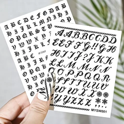 1pcs Retro Projeto Carta Inglês Nail Art Etiqueta 3D Auto-adesiva Número do Alfabeto Nail Art Decal Carta Pequena Nail Wraps