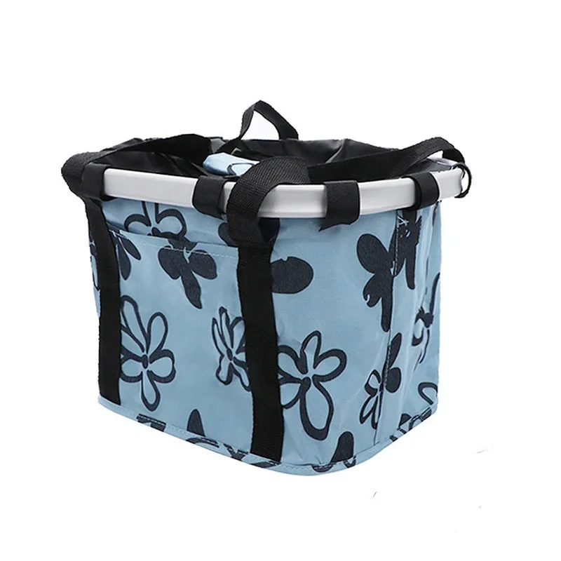 Bicycle Front Basket Bike Small Pet Dog Carry Pouch 2in1 Detachable MTB Cycling Handlebar Tube Hanging Fold Baggage Bag 5KG Load