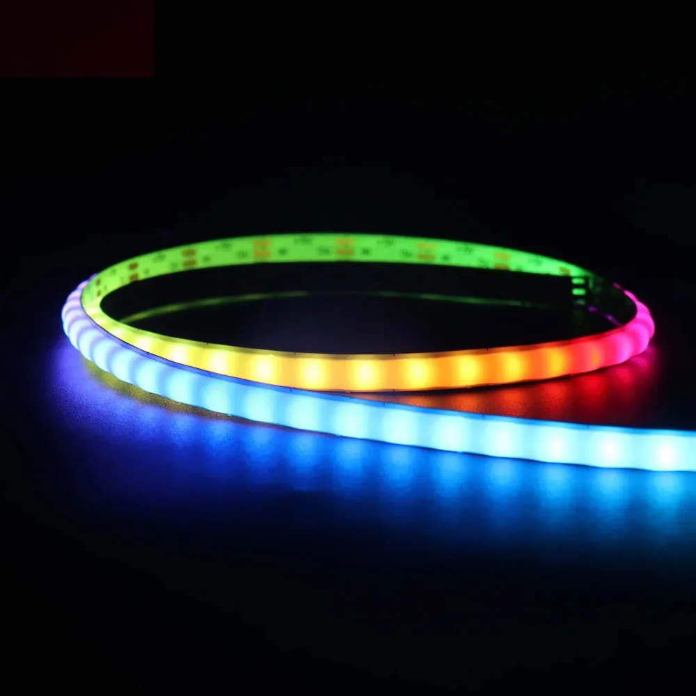 Imagem -02 - Cob Rgb Led Strip Light Full Dream Color Rainbow Light Tape Ws2811 Ws2812 dc 12v Pixel Endereçável 160leds por m mm