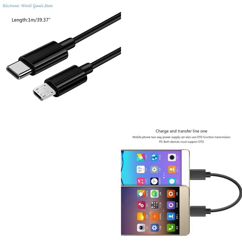 

Кабель A3PD Type C — Micro USB OTG Быстрая зарядка и передача данных Линия передачи данных — MicroUSB для мобильных и