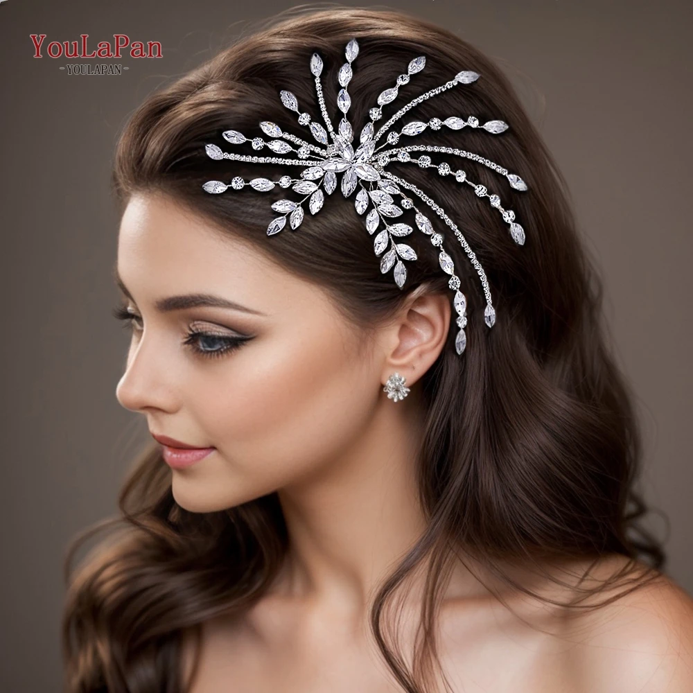 TOPQUEEN Bridal Hair Comb Wedding Headpiece Bride Headwear Bridesmaid Hair Accessories Women Handmade Rhinestone Jewelry HP557