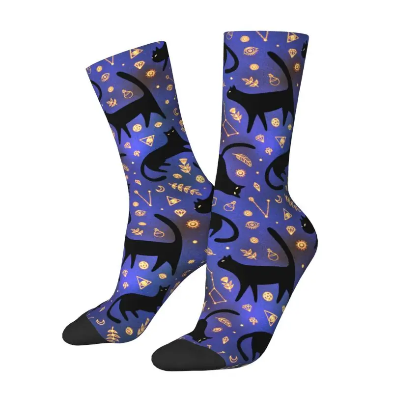 Custom Cool Mystical Cats Pattern Socks Men Women Warm 3D Printing Sports Football Socks