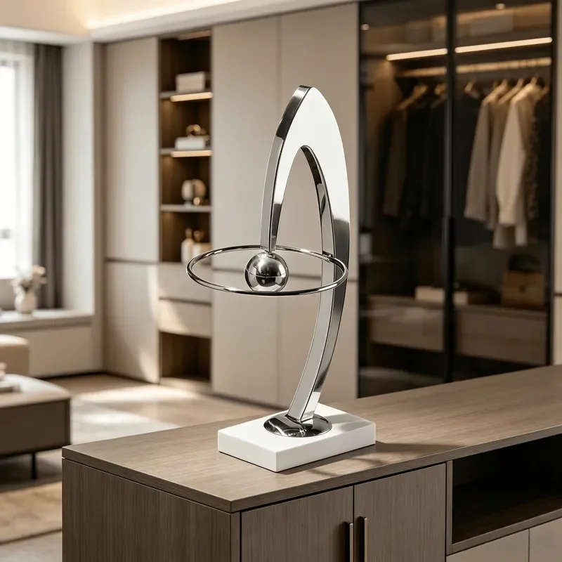 Modern Metal TV Cabinet Ornament for Living Room Office Desktop Simple Light Luxury Home Decor Handicraft Model Room Display