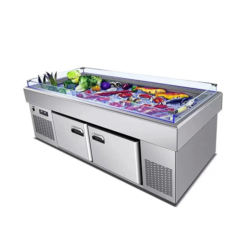 

Stainless steel commercial supermarket display cabinet aquatic fish fresh-keeping cabinet