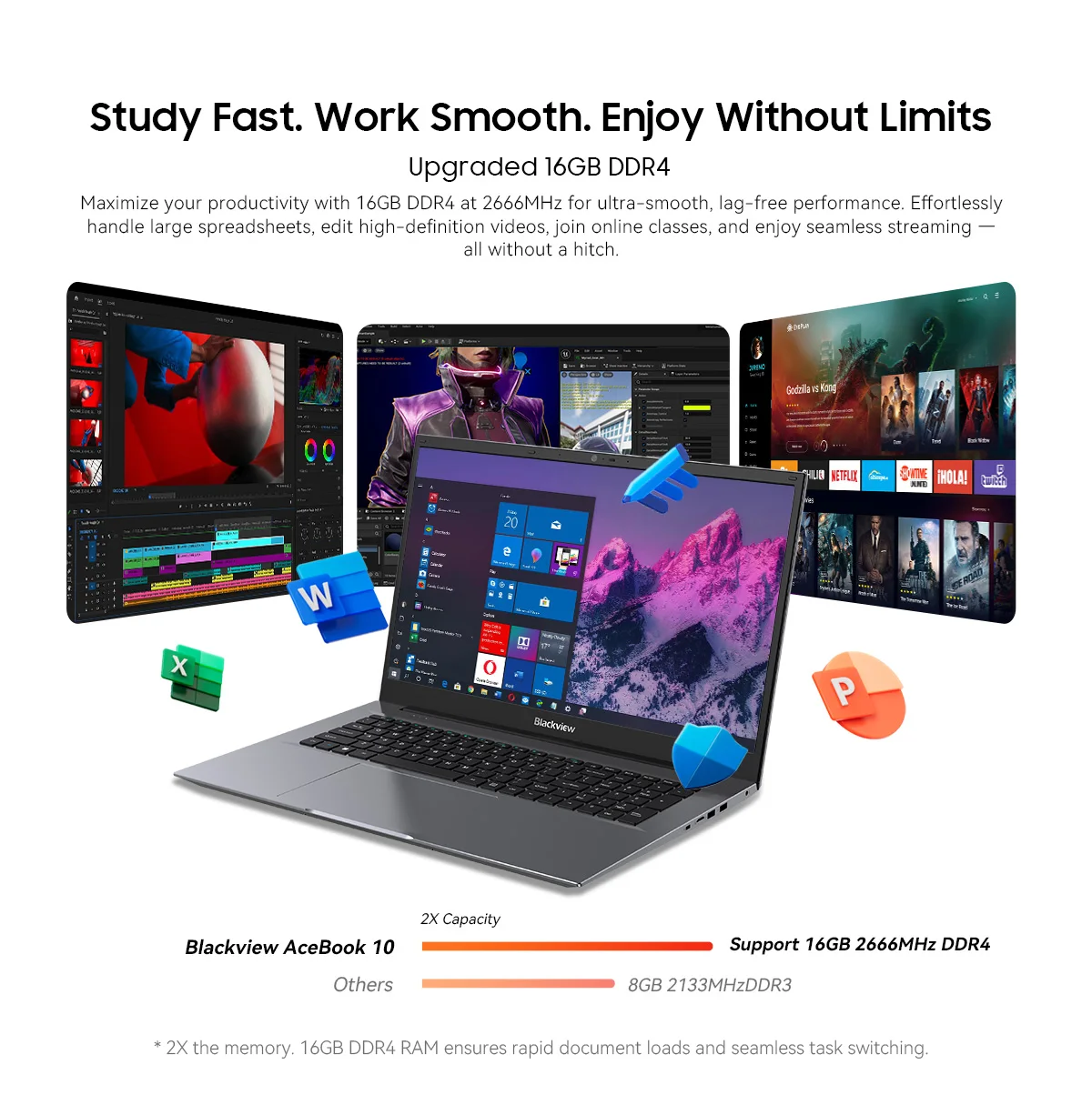 Blackview ACEBOOK 10 Laptop Computer 18.5" FHD 8000mAh Intel N150 Windows 11 16GB RAM 512GB BT5.2 WiFi 6 Desktop Notebook