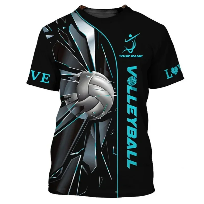 Cool Volleyball Pattern T Shirt Men Customized 3D Printed T-Shirts Summer Fashion Round Neck Street Oversized Short Sleeve Tees