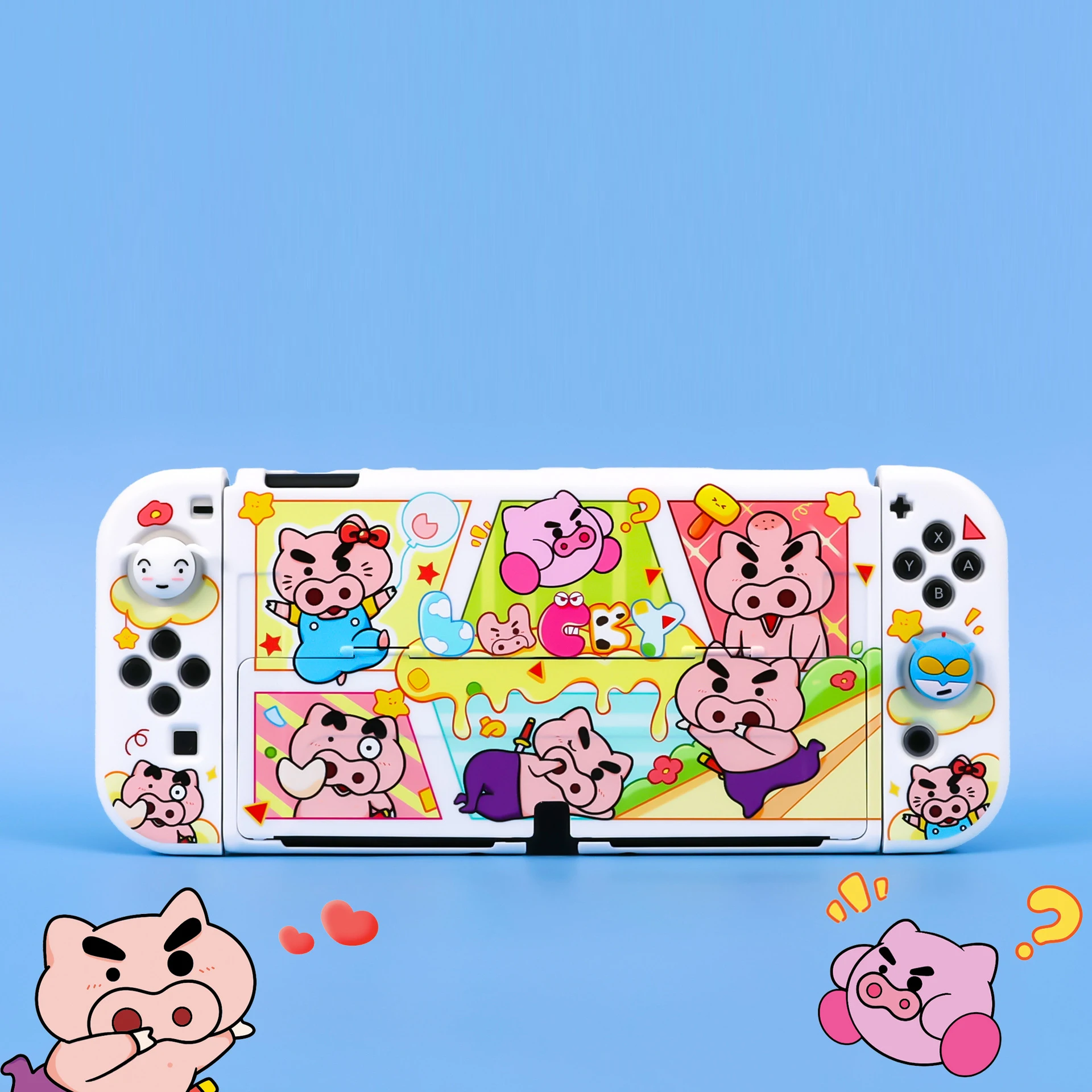 Cartoon Pig Hard TV Dock Cover Stand Charger Crystal Shell For Nintendo Switch Oled NS Joy-Con Controller TPU Protector Case