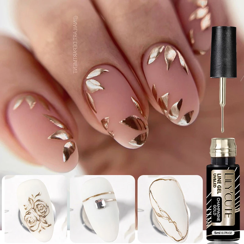 LILYCUTE 5 ml Super Bright Silver Metallic Painting Liner Gel Nagellack Zeichnung Streifen Graffiti Mirror Pull Line UV Gel Lack