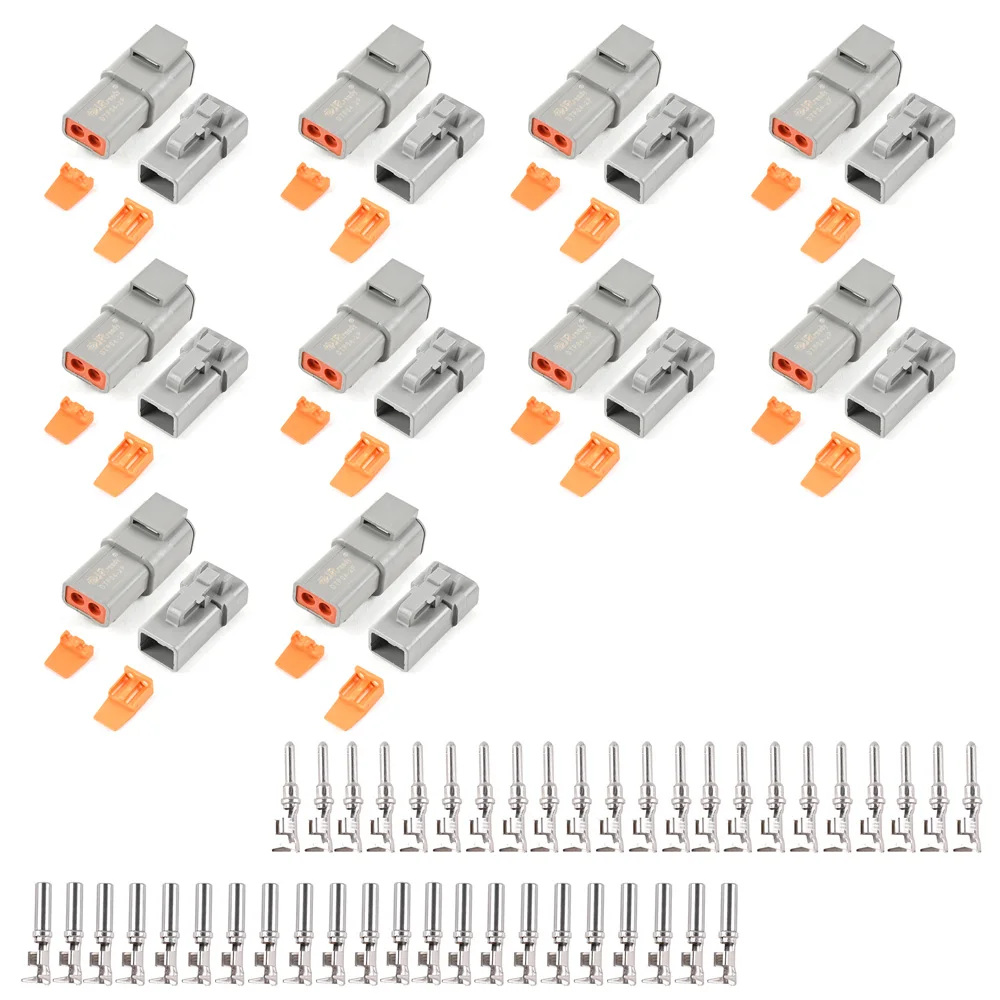 JRready 84PCS ST6251 Deutsch DTP Connector Kit, 2 Wire IP67 Waterproof Connector with Stamped Contacts 14-12AWG, 25A