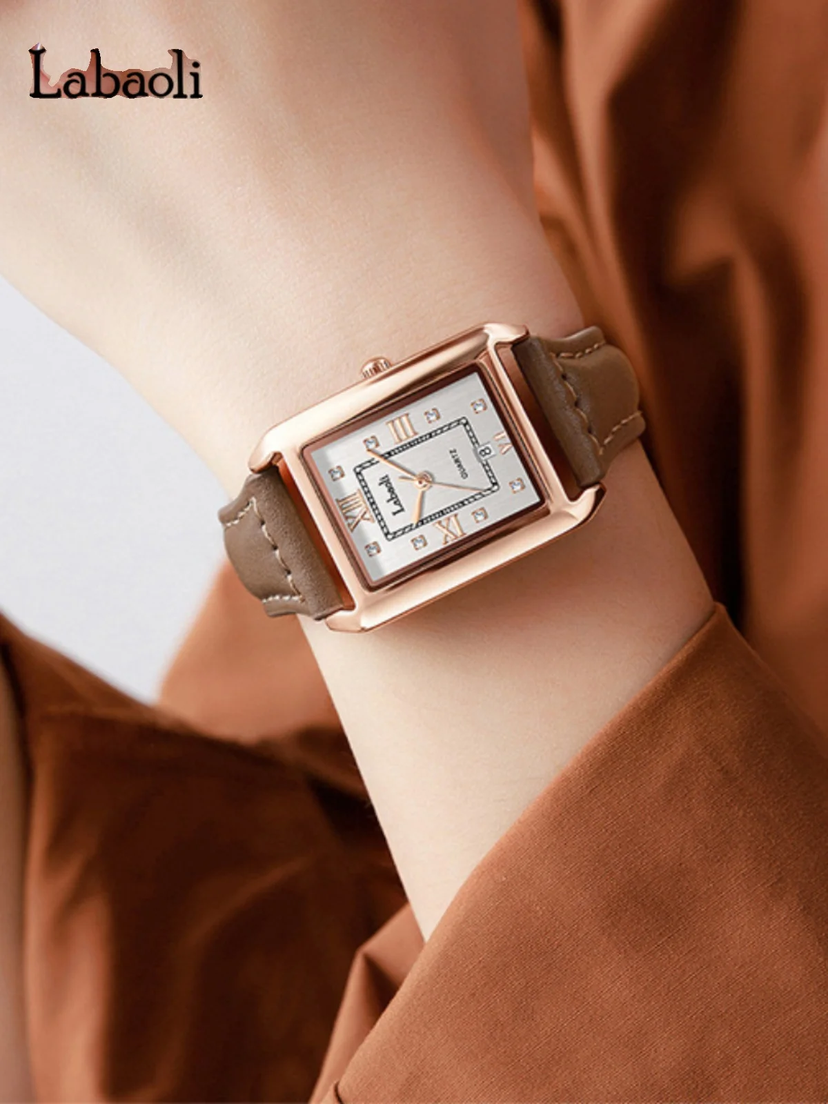

Fashion watch for women with square leather strap, Korean style simple quartz watch, women's luxury watch, gift for women