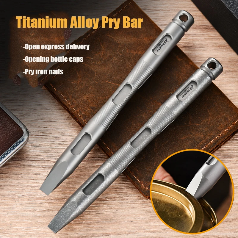 

CNC 145mm TC4 Titanium Alloy Multi-functional Crowbar Waist Hanging EDC Tool Outdoor Pry Bar Broken Window Self-defense Tool