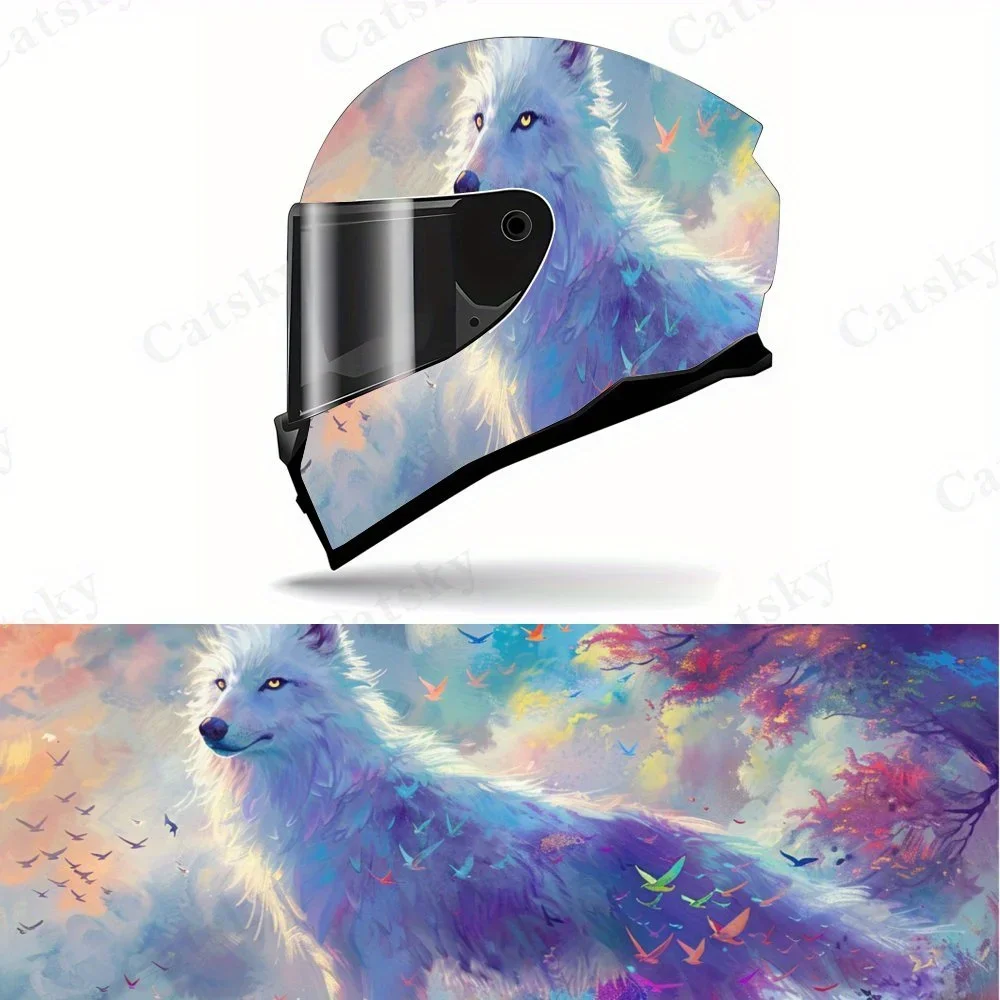 Ethereal Snow - белый волк, виниловая наклейка на мотоциклетный шлем, самоклеящаяся водонепроницаемая наклейка для украшения шлема, пленка для граффити «сделай сам», U