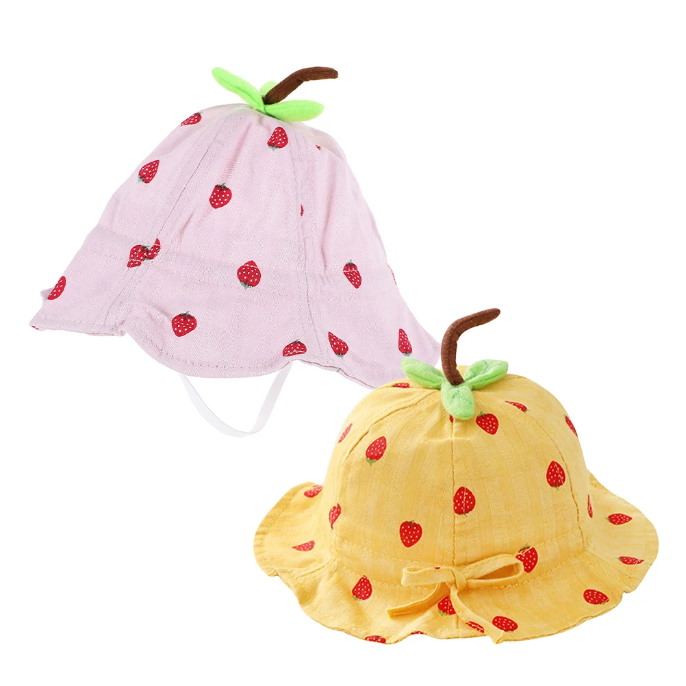 

2pcs Hat Lightweight Breathable UV Protection Kids Toddler Bucket Hats Summer Beach Essentials Infant Girl Hats