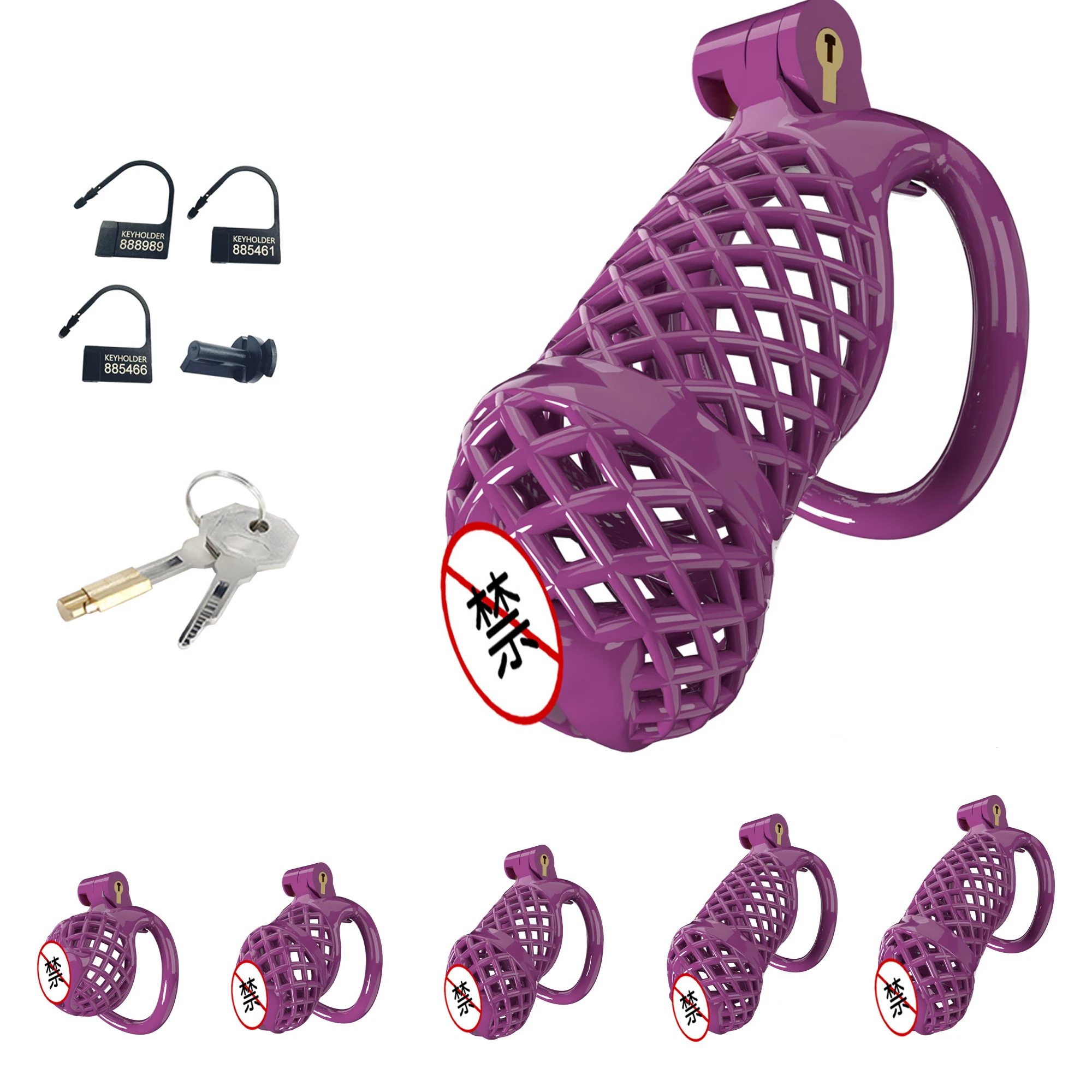 3D Breathable Cage Resin Male Chastity Cage with 5 Cock Rings Urethra Dilator Chastity Belt Penis Bondage Sex Toy for Men Couple