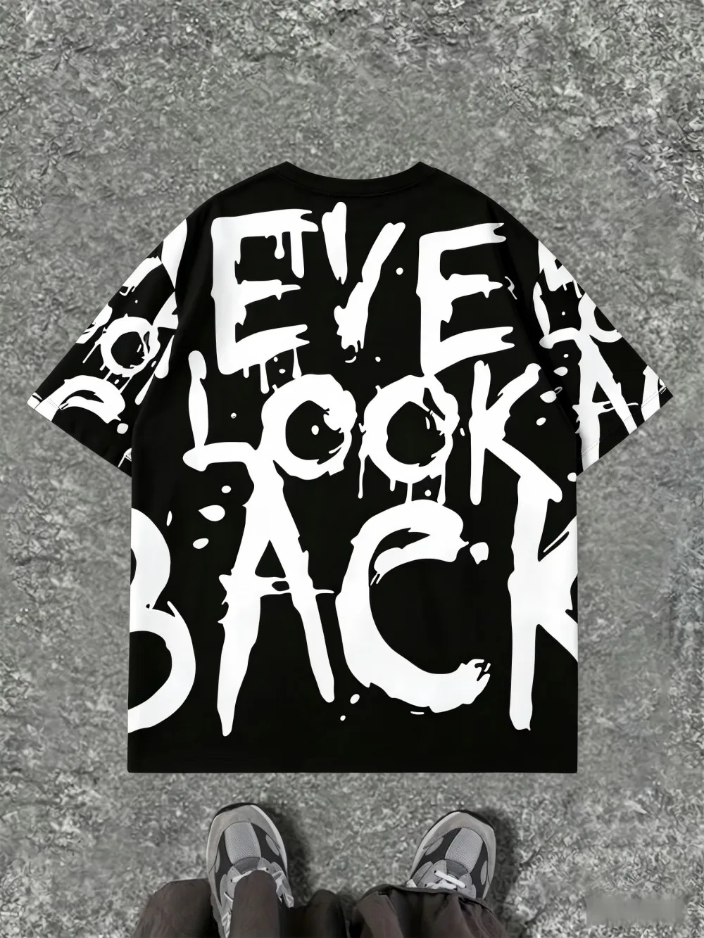 American men's trendy summer personalized letter graffiti print comfortable and breathable round neck T-shirt outdoor street top