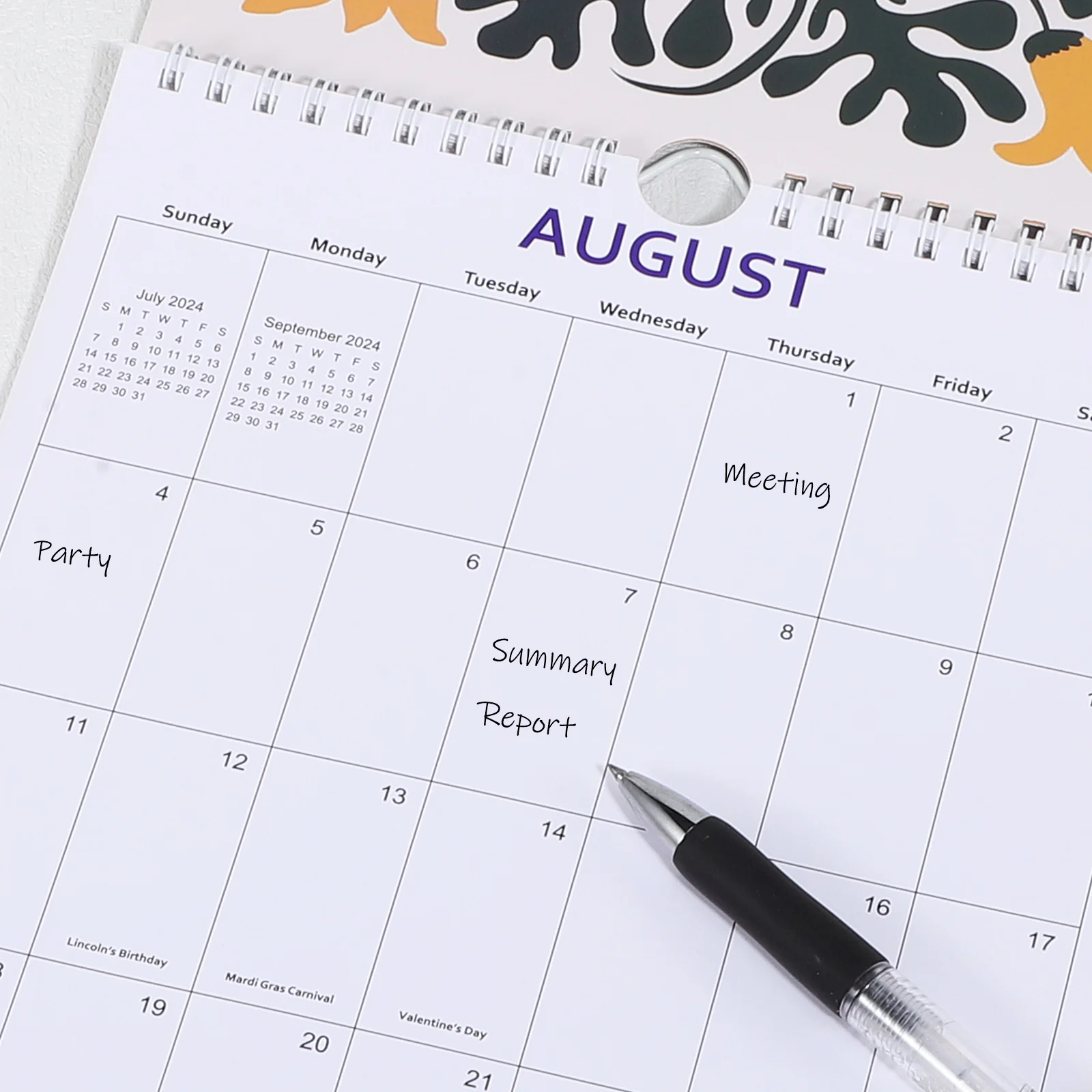 Abstract Wall Calendar Hanging Decorative Large Office Paper 2024 For Classroom