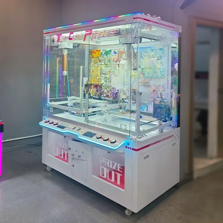 Two‑Player Interactive Coin‑Operated Claw Grab Game Cabinet Prize Dispenser For Profit‑Oriented Commercial Site