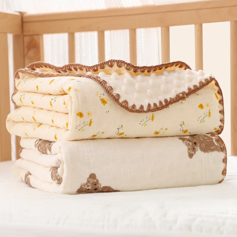 Baby Infant Bean Bean Blanket Newborn Double-side Quilts Blanket Children Bedding Swaddle Crepe Wrap Baby Bedding 100x100cm