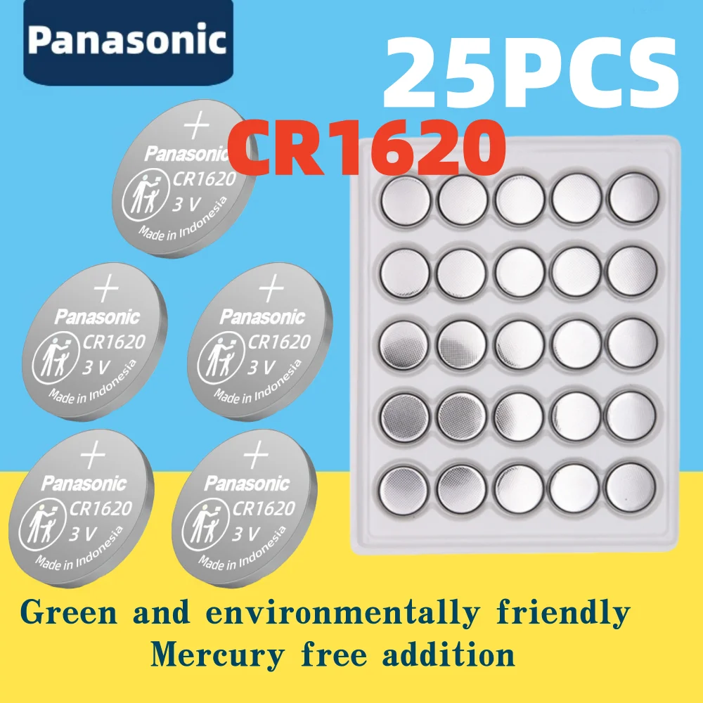 3V CR1620 Panasonic Battery Button Battery Suitable for Watches, Car Audio Speakers, Scales, Shavers DL1620 Lithium Cell