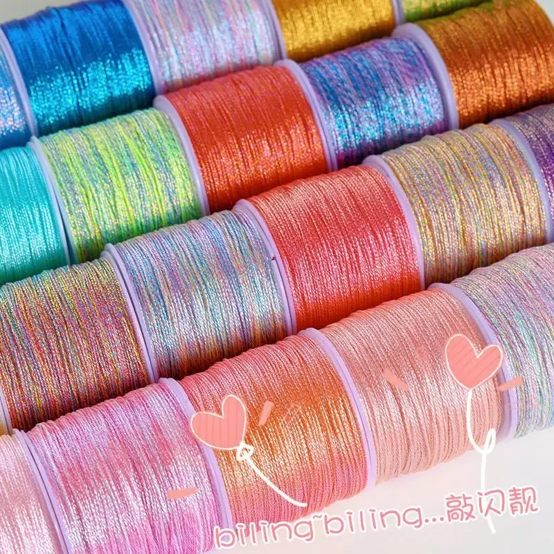 60M Phantom Gold Thread Yarn 6 Strands Braided Thread Hand Diy Crochet Braceletwinding Embroidery Lotu Material Superfine Thread