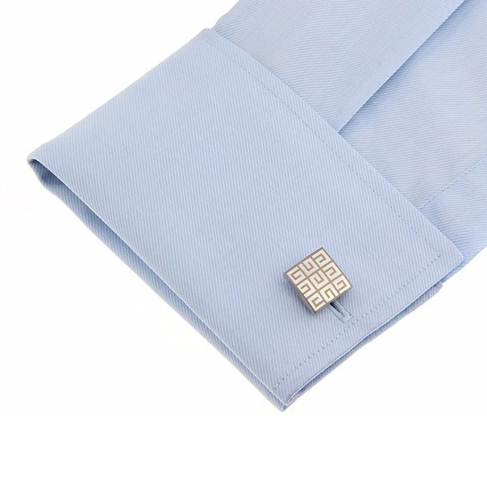 2PCSNine Grid Laser Design Cufflinks Hot Selling Fashion Shirt Sleeve Buttons Elegant Accessories for Men Wholesale Cross border
